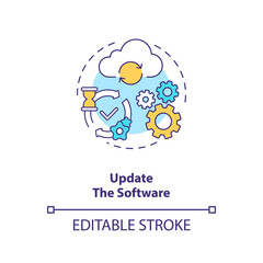 Update software concept icon. Setup instruction idea thin line illustration. Update firmware. Significant feature addition. Vector isolated outline RGB color drawing. Editable stroke