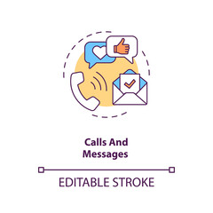 Calls and messages concept icon. Device capability idea thin line illustration. Voice recognition. Chatting. Sending and receiving texts. Vector isolated outline RGB color drawing. Editable stroke