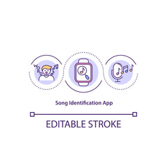 Song identification app concept icon. Sound search. Music finder. Identify songs online idea thin line illustration. Vector isolated outline RGB color drawing. Editable stroke