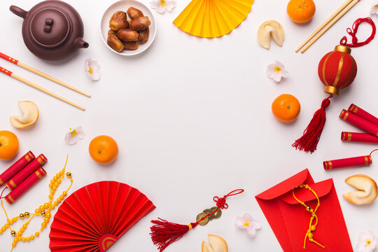 Chinese New Year background with traditional decorations