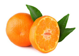 Tangerine and slice isolated on a white background.