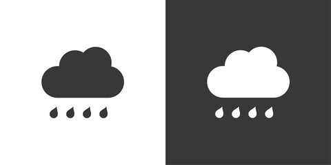 Cloud and raindrop. Isolated icon on black and white background. Weather vector illustration