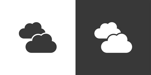 Clouds. Isolated icon on black and white background. Weather vector illustration