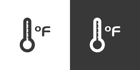 Fahrenheit thermometer. Isolated icon on black and white background. Weather vector illustration