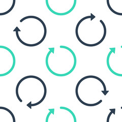 Fototapeta premium Green Refresh icon isolated seamless pattern on white background. Vector.