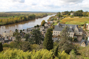 city of chinon and the river vienne (france)