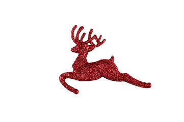 red toy deer with sparkles on isolated background