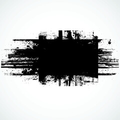 Grunge Paint Roller . Vector brush Stroke . Distressed banner . Black stripes isolated. paintbrush collection . Modern Textured shape . Dry border in Black . Bulge lines