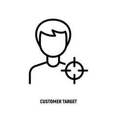 Customer target thin line icon. Optimization of audience. Market strategy. Vector illustration.