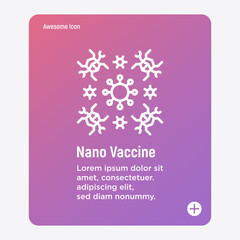 Nanovaccine thin line icon. Nanobots destroy virus. Vector illustration.