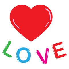 heart icon pink writing love vector illustration