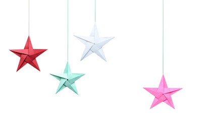 Origami paper stars haning with string