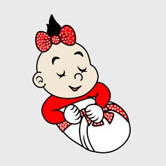 Sleeping cute cartoon baby. 