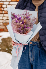 Bouquet of dried flowers in package