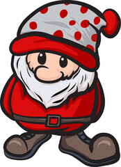 Cute Cartoon Garden Gnome - Isolated on a white background - Vector Illustration - Christmas Edition
