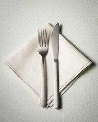 fork and knife on a napkin