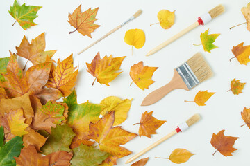 autumn flat lay on white