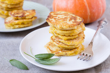 Pumpkin fritters on plate 