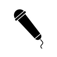 Black Retro microphone vector on white background. Mic silhouette. Flat stye vector illustration