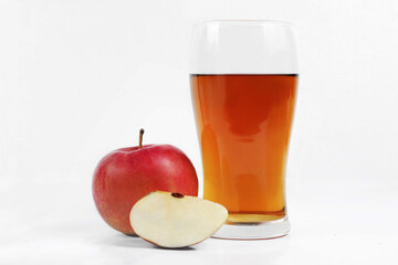 Fresh Apple juice and apples on a white background