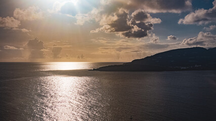 Seascape with sun reflection at sunset