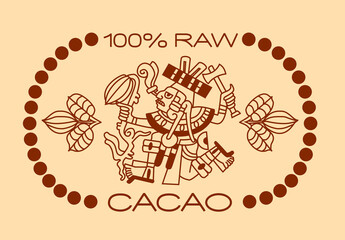 Aztec cacao food logo design with tribal elements.