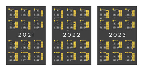 2021 2022 2023 mini pocket calendars sen, monday first © MasterSergeant