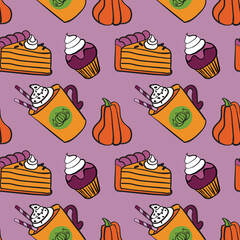 Halloween holiday seamless pattern design. Vector illustration.