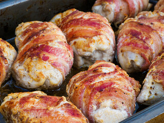 Chicken breasts wrapped in bacon