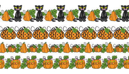 Halloween holiday icon collection in line art style. Use it for poster, background, card design. Vector illustration.