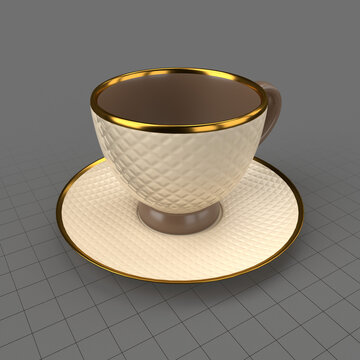 Engraved coffee cup and saucer