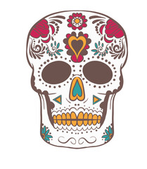 Sugar skull. Halloween holiday mask in line art style. Use it for poster, background, card design.