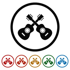 Guitar ring icon, color set
