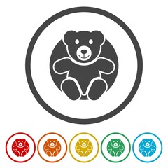 Teddy bear ring icon, color set
