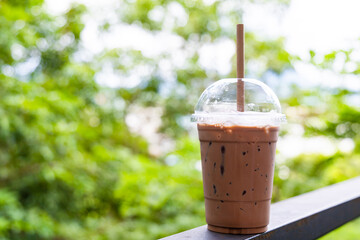 Plastic glass of iced chocolate