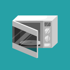 Microwave. Isolated vector illustration of kitchen appliances. 3d illustration