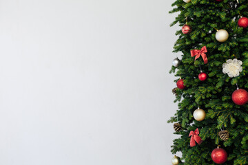 branches of the Christmas tree pine place for the inscription of the new year white background
