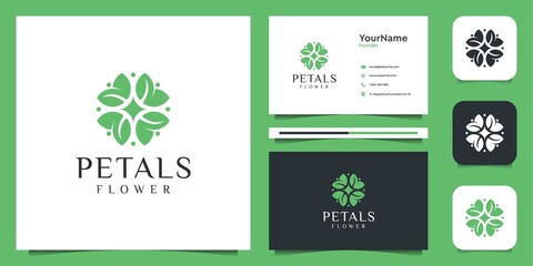 Leaf flower illustration vector graphic design with business card