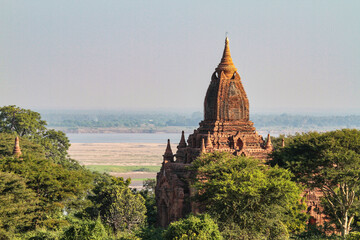 Pagodas and temples of Bagan in Myanmar, formerly Burma, a world heritage site.