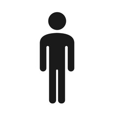 Fototapeta na wymiar Man standing silhouette. Flat vector cartoon icon. Male body sign, man silhouette symbol vector illustration
