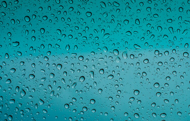 Water droplets on the glass after the rain