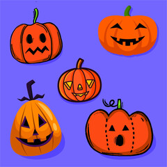 Halloween party colorful icons set  illustration. 