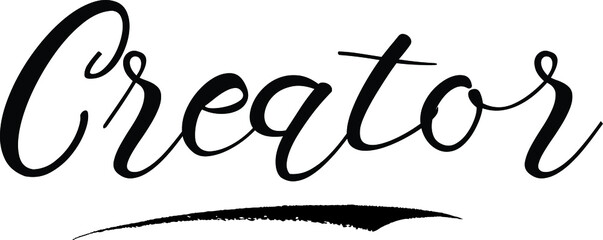 Creator Calligraphy White Color Text On Black Background