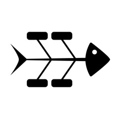 Fishbone diagram silhouette icon. Clipart image isolated on white background.