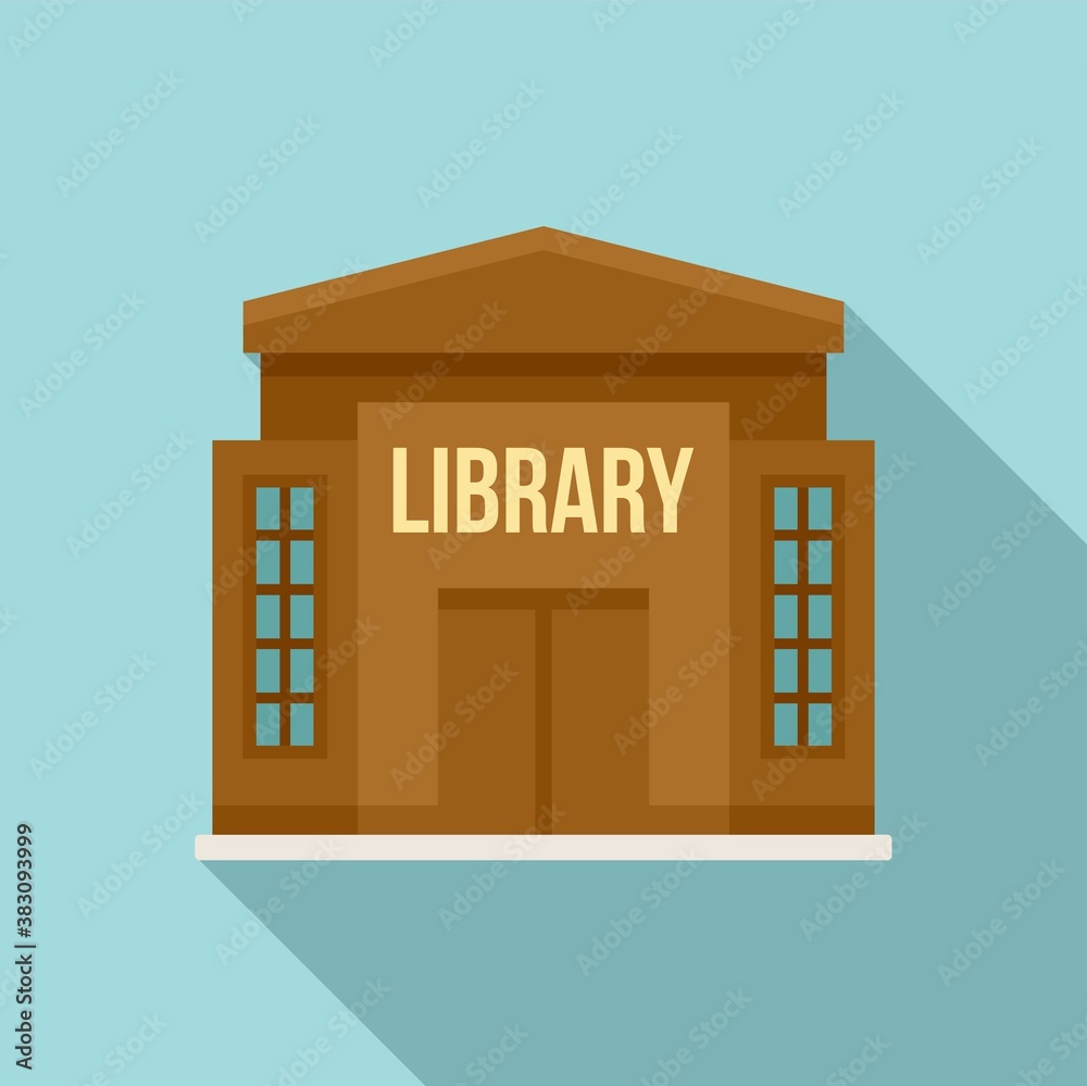 Poster library building icon. flat illustration of library building vector icon for web design