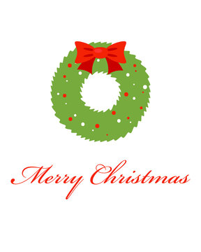 Merry christmass witn christmas wreath poster. Clipart image