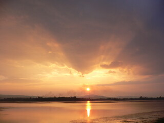 sunset over the river