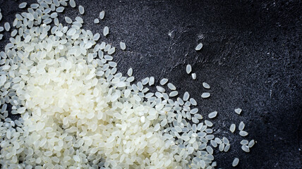 rice groats on a dark background