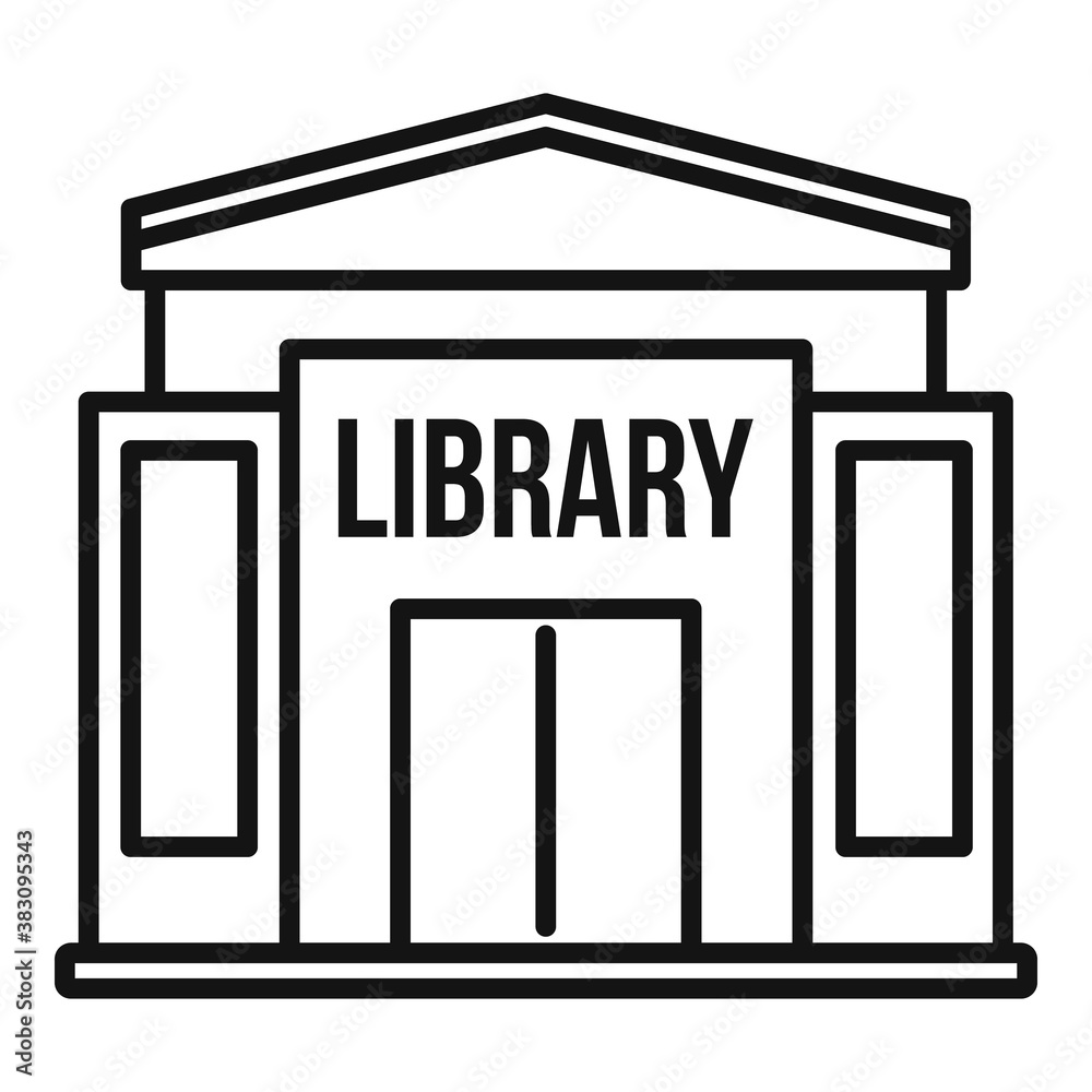 Poster library building icon. outline library building vector icon for web design isolated on white backgro