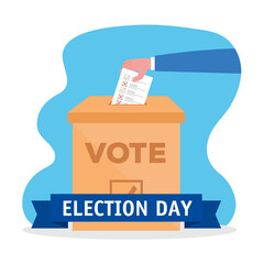 hand holding vote paper and box design, Vote elections day and government theme Vector illustration